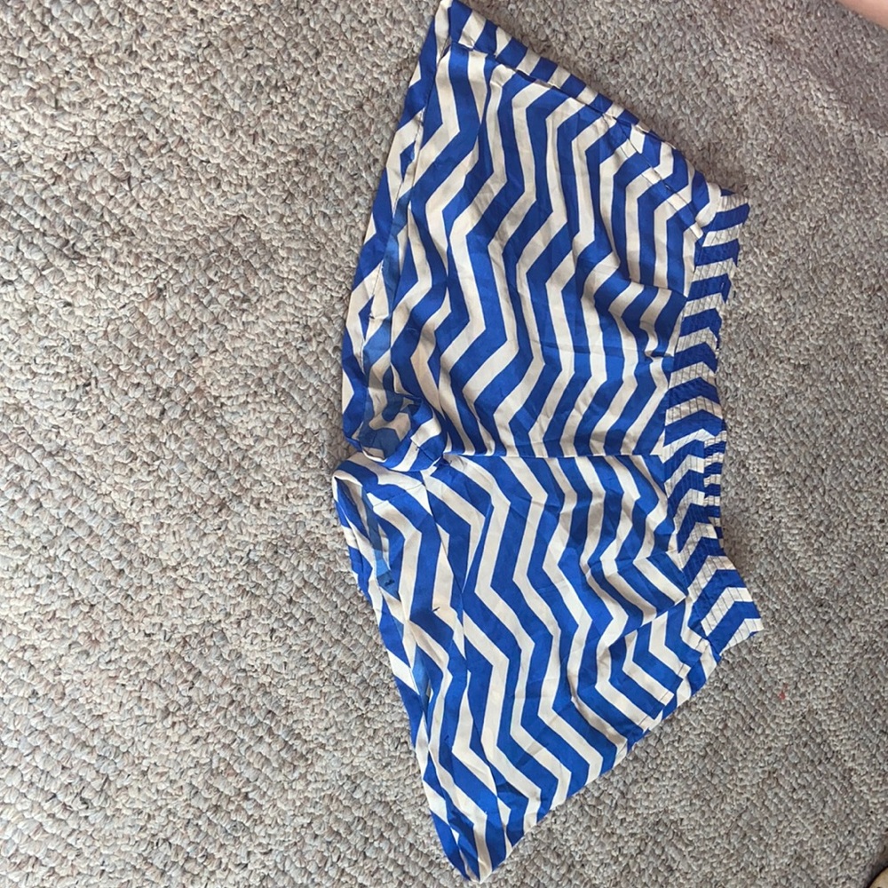 Royal blue and cream chevron